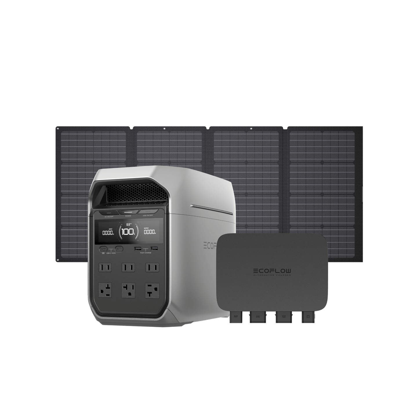 EcoFlow DELTA 3 Plus + 160W Portable Solar Panel + 800W Alternator Charger